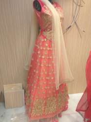 Fancy Embroidery Peach Ready Made Suit 