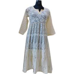 Chikankari creme color Kurti 