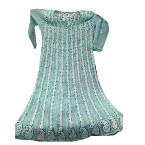 Chikankari full flaired Kurti by Prakriti Collection
