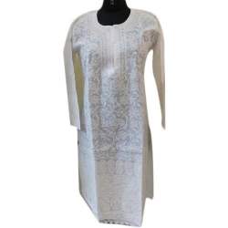 Chikankari white embroidered  Kurti