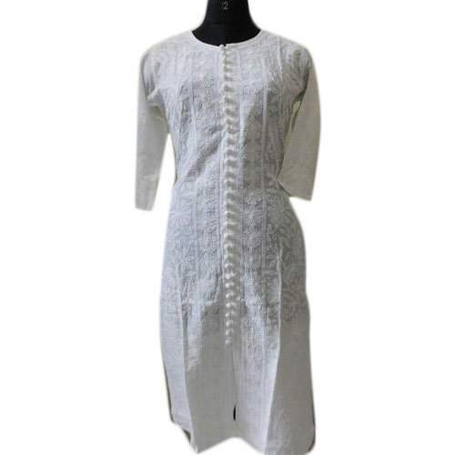 Chikankari WHITE SLEEVED Kurti