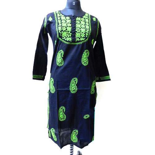 navy blue Chikankari Kurti