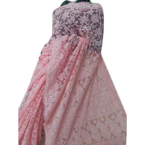Pink Chikankari Saree