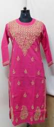 Pure Cotton Chikan Long Kurti