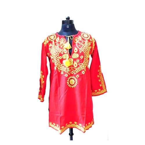 Red Yellow Ladies Kurti