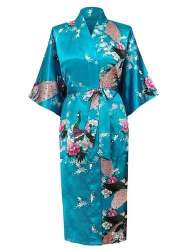 Printed Silk teal Green Kimono 