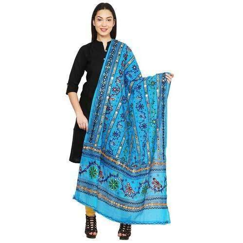 Cotton Kutch Aari Work Embroidery Dupatta