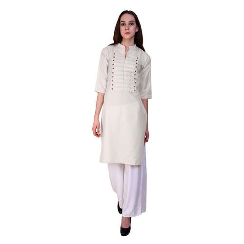 Double Button Kurti With Stitched Parallel Strips