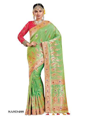 Exclusive Parrot Green Embroidered Sarees