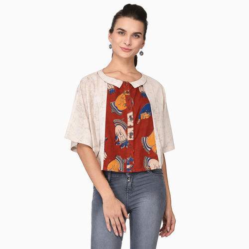 Beige Crop Shirt