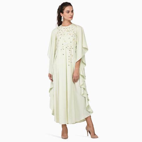 Pastel Pistachio Green Maxi Dress by Amiltus Fashions Private Limited
