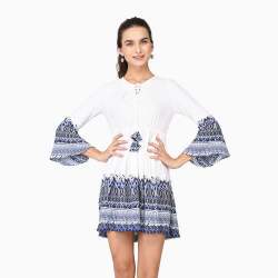 White Bubble Crepe Skater Dress