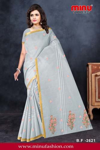 Minu Fashion Presents Cotton Embroidered Saree