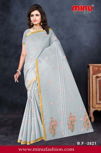 Minu Fashion Presents Cotton Embroidered Saree by Minu Fashion