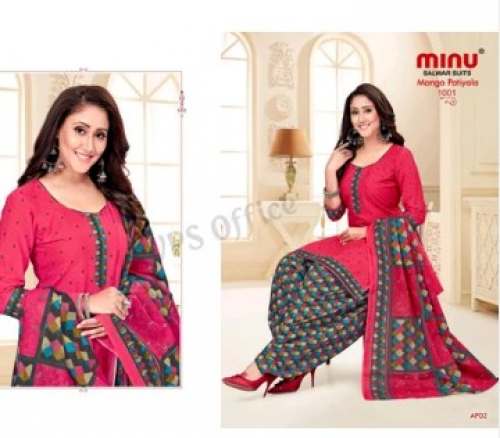 Patiala Cotton Unstitched Suit By Minu Fashion by Minu Fashion