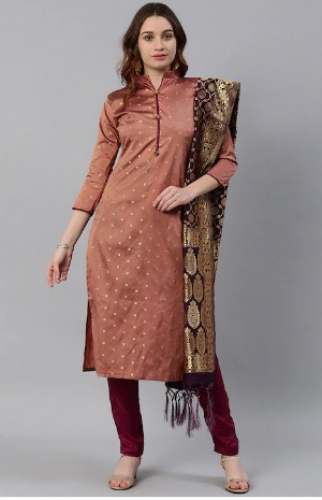 Buy Brown Satrani Dress Material At Wholesale Rate