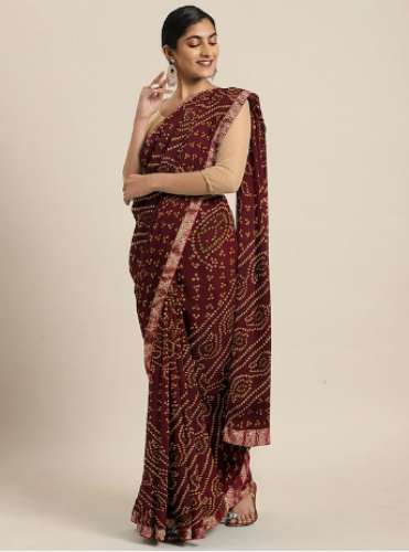 Kalini Poly Chiffon Printed Bandhani Saree