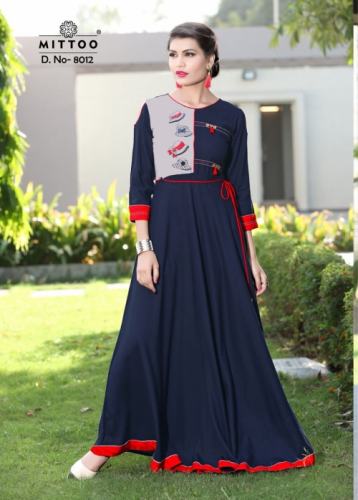 Nevy Blue Colour Cotton vicose gown designs by Fashion Villa