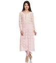 Baby Pink Full Sleeve Chikan Kurti For Women