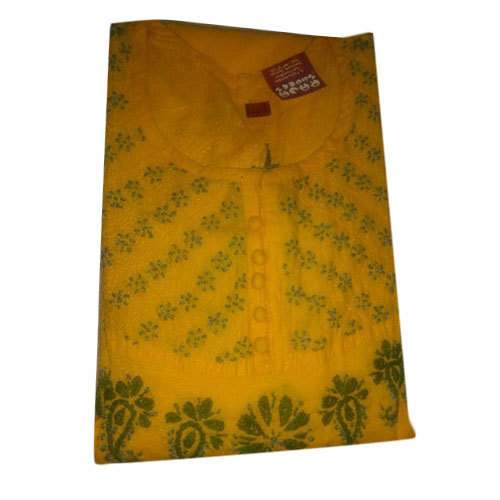 Ladies Round Neck Chikan Kurti