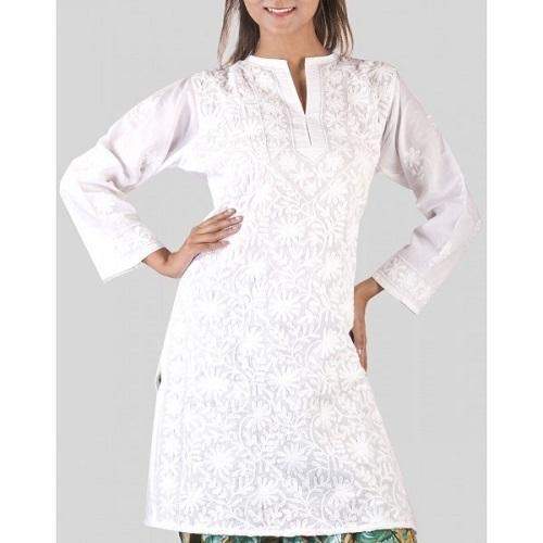 Ladies White Chikan Kurti
