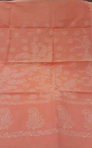 Peach Chikan Saree by Raja Sarees