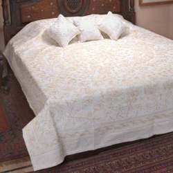 white Chikan Bedsheets