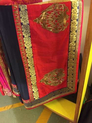 Double Color Fancy Embroidery Work Saree