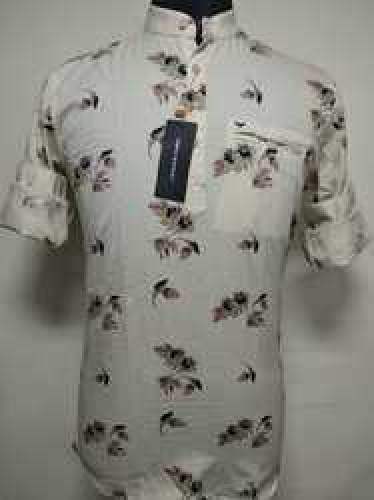 Floral print linen kurta