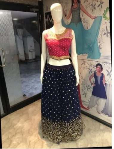 Stylish Sleeveless Crop top Lehenga 
