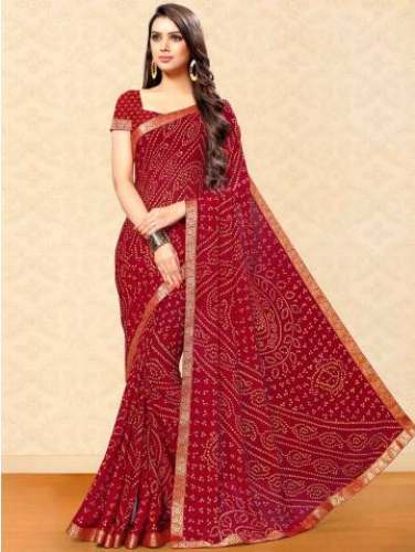 Beautiful Red Bandhani Saree by saree com