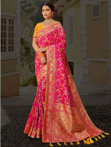 Designer Pure Banarasi Pink saree by saree com