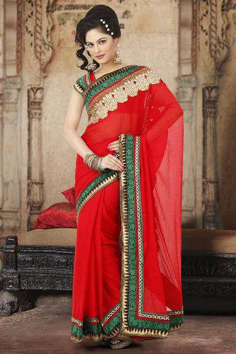 Designer Lace Border Crepe Saree