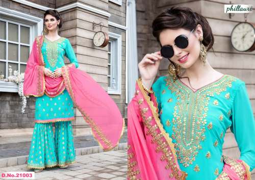Georgette Embroidered Salwar Suit With Plazo