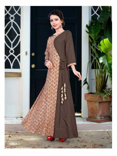 Stylish Long Rayon Print Kurtis