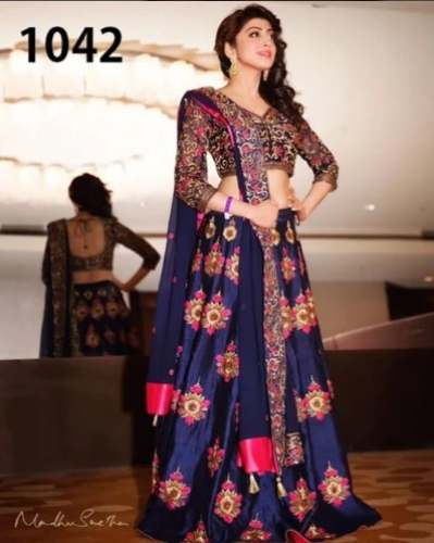 Blue Printed Lehenga Choli For Women At Wholesale Rate by VN Creation