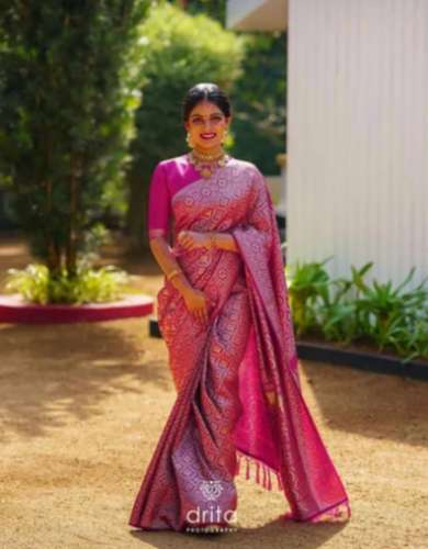 Ladies Pink color Soft Silk Saree by A P Enterprise