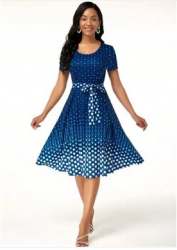 New Arrival Poly Rayon Polka Printed One Frock