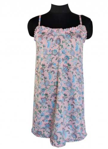 Light Pink Flowery Printed Short Nighty  by A and A Exports