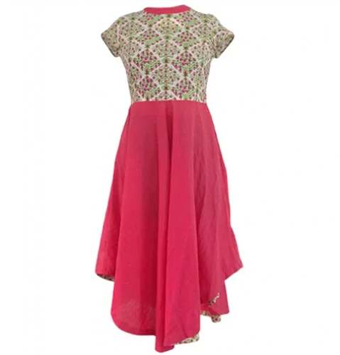 Pink Designer Cotton Shorts Sleeve Kurtis