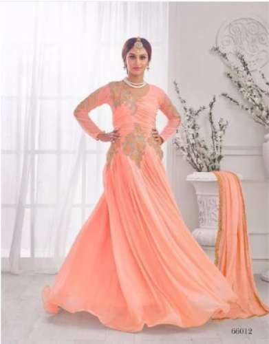  Ladies Georgette long designer fancy Party Wear Gown by Vasan Shree