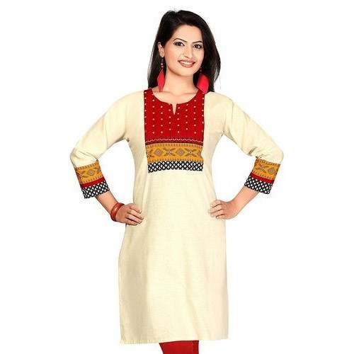 Khadi Pattern Work Embroidery Kurti by Amba Enterprises