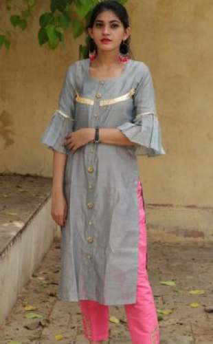 Regular Wear Chanderi Cotton Kurti 