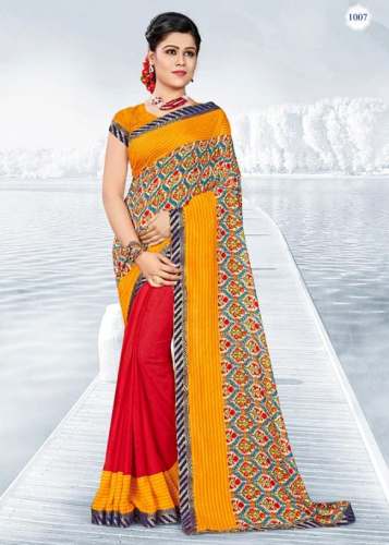 Buy Fancy Printed Double Color Saree For Women by VS Fashion