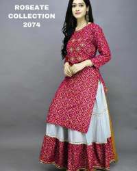 Rayon Bandhani Printed Sharara Kurti