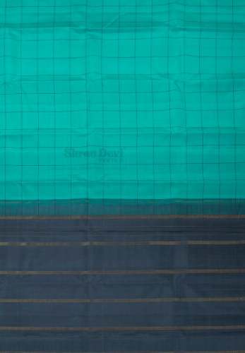 Kanchivaram Silk Sky Blue Checks Saree 