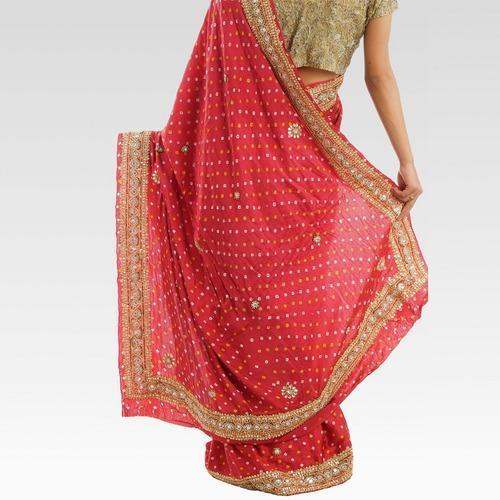 Festive Wear Bandhani Saree With Fancy Border by Architha Silk And Garments