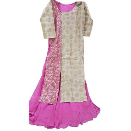 Fancy Pink Kurti with Skirt Set  by Jariwala Trading Co