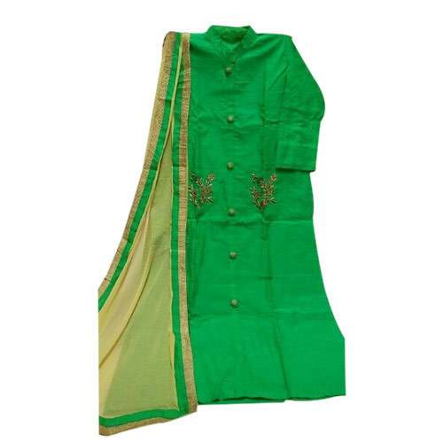 Georgette Green Kurti with dupatta by Jariwala Trading Co