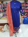 Party wear Plain Kurti with printed dupatta